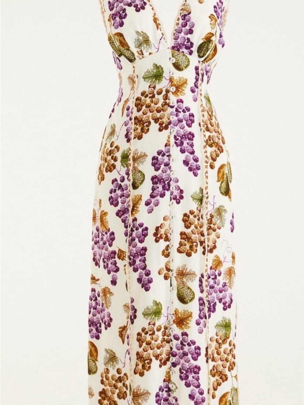 FARM Rio White Maxi Dress with Purple Grape & Brown Leaf Print - Picture 4 of 9